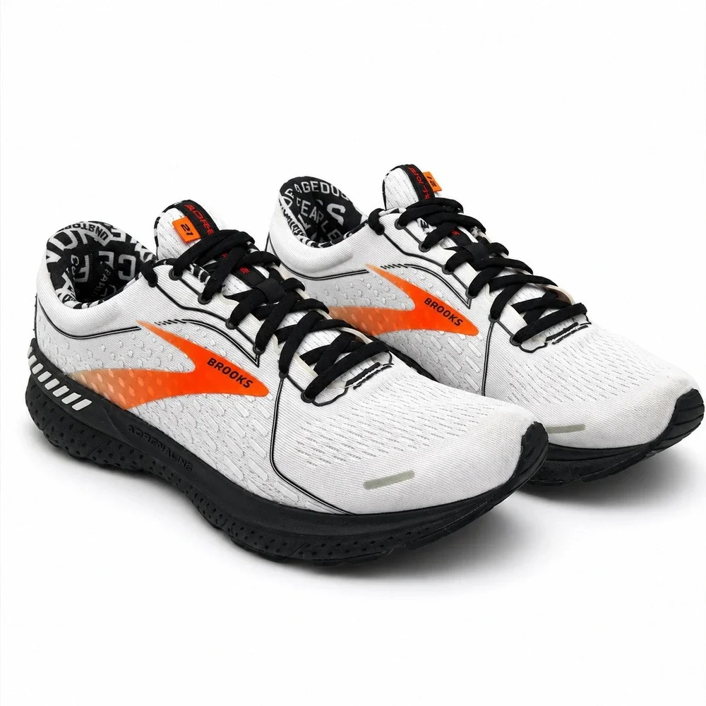 Brooks Mens 11 White Adrenaline GTS 21 Firefighter Running Shoes